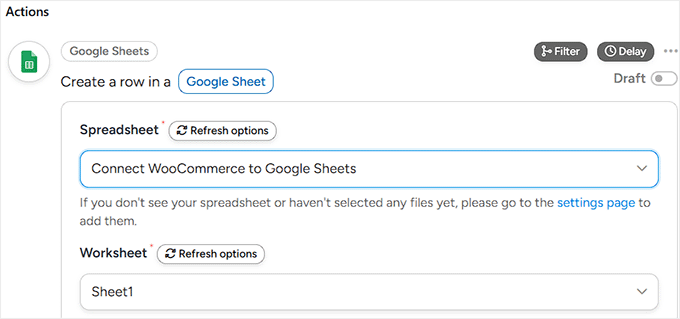 Choose a spreadsheet from the dropdown menu Choose a spreadsheet from the dropdown menu