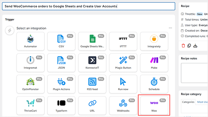 Choose WooCommerce for Uncanny Automator workflow Choose WooCommerce for Uncanny Automator workflow