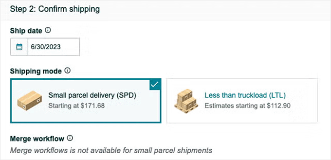 Choose a shipping mode Choose a shipping mode