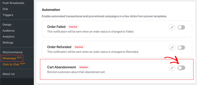 Enable the WhatsApp Cart Abandonment Automation Enable the WhatsApp Cart Abandonment Automation