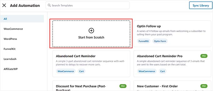 Choose the start from scratch option Choose the start from scratch option