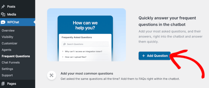 WPChat Frequent Questions page