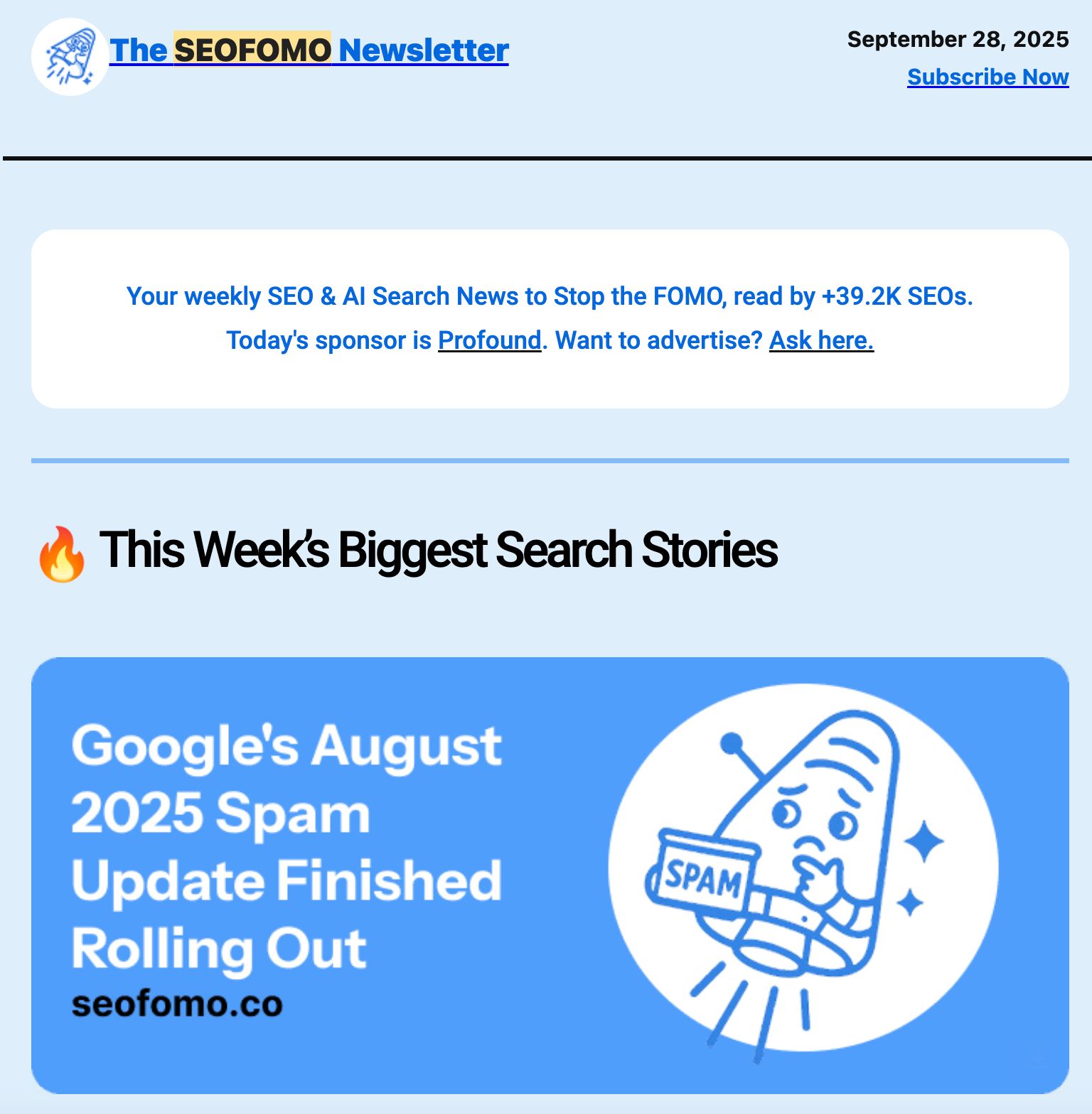 Example of an SEOFOMO newsletter