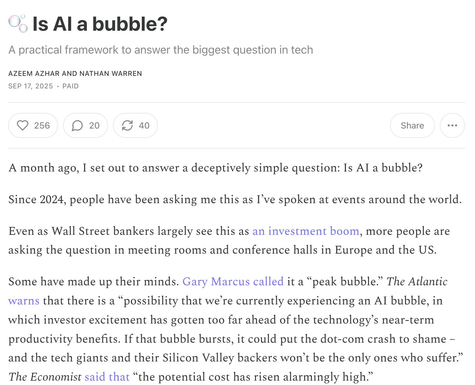 Example of an Exponential View newsletter