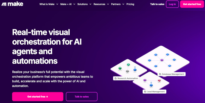 Make.com homepage Make.com homepage