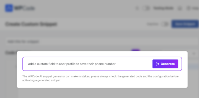 Generate custom code snippets in WordPress using AI Generate custom code snippets in WordPress using AI