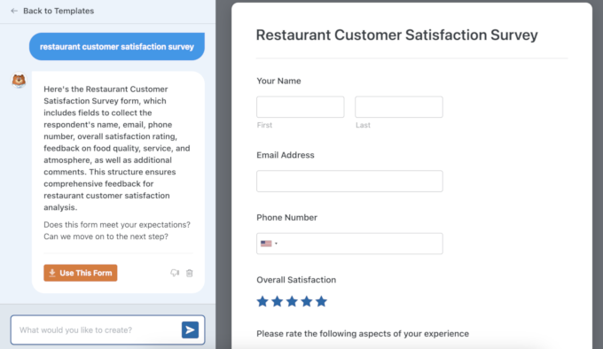 Creating a form using AI in WPForms Creating a form using AI in WPForms