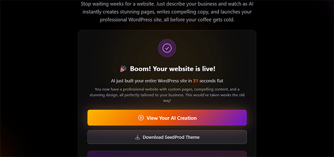 SeedProd vibe coded a website in 33 seconds. SeedProd vibe coded a website in 33 seconds.