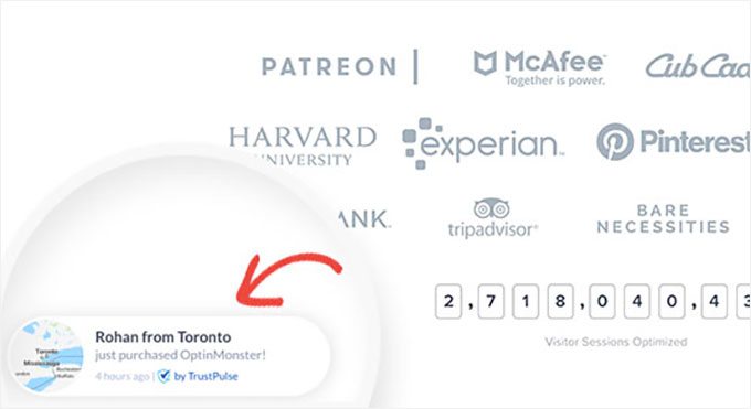 TrustPulse popup TrustPulse popup