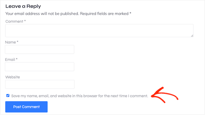 An example of a GDPR compliant WordPress comment form