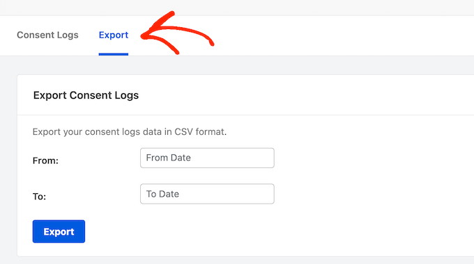 How to export the consent log from your WordPress website