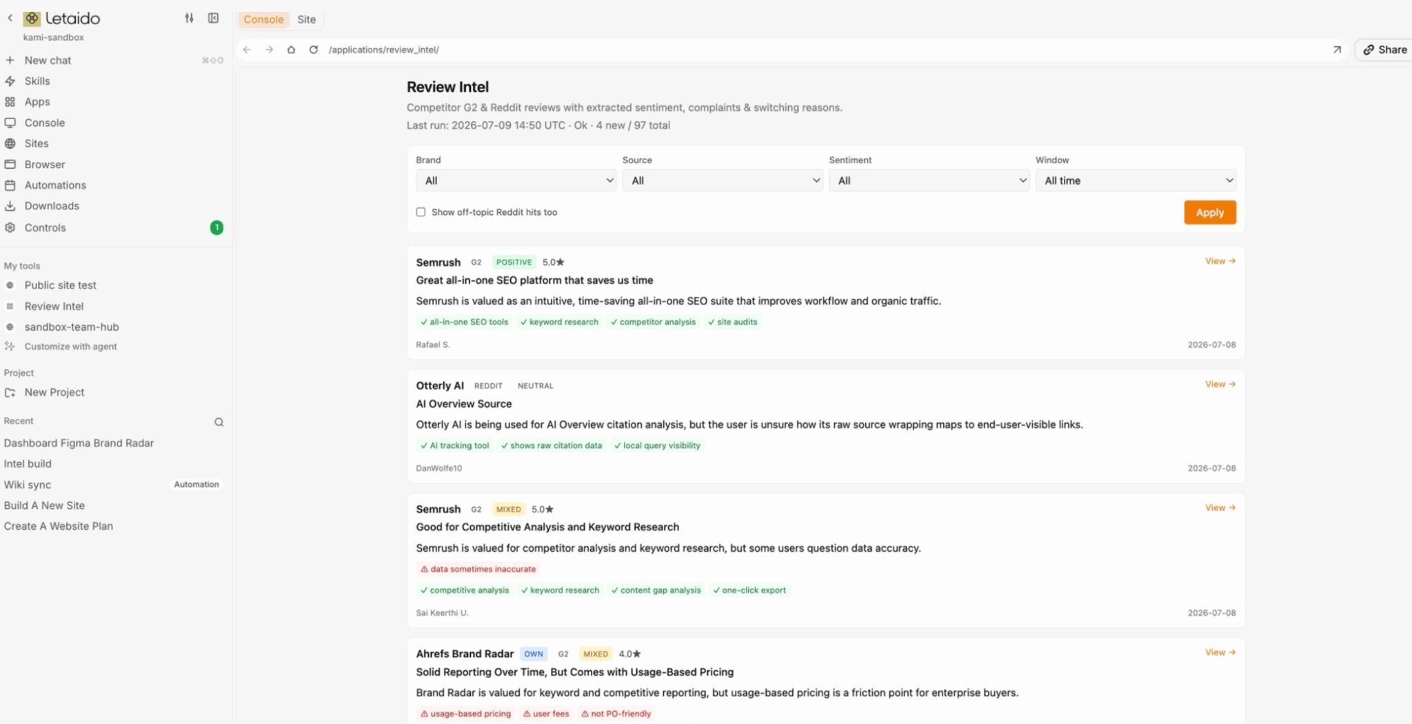 Letaido console app preview