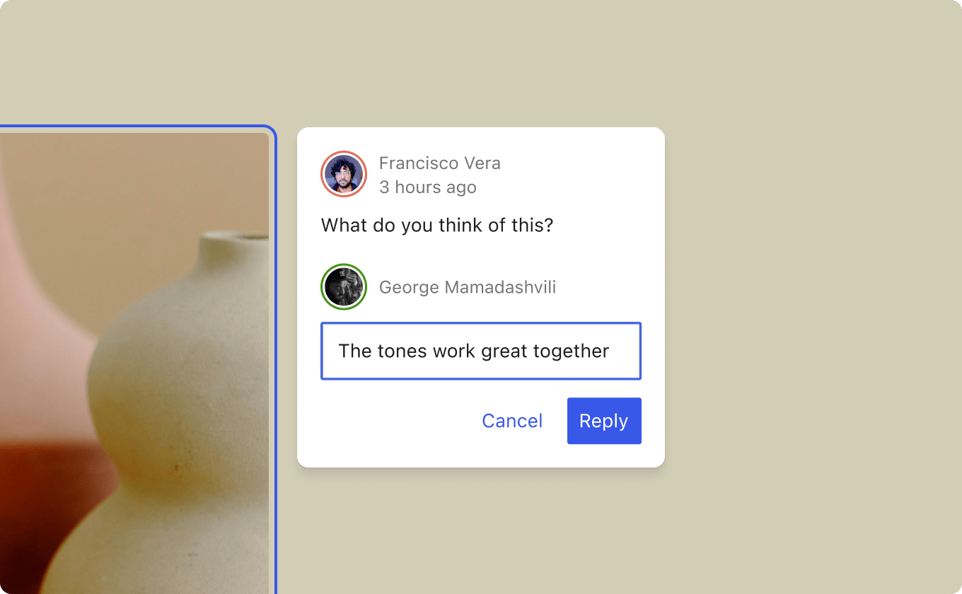 View of people interacting with notes in a post.