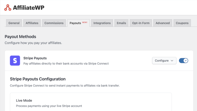 AffiliateWP Stripe payout option AffiliateWP Stripe payout option