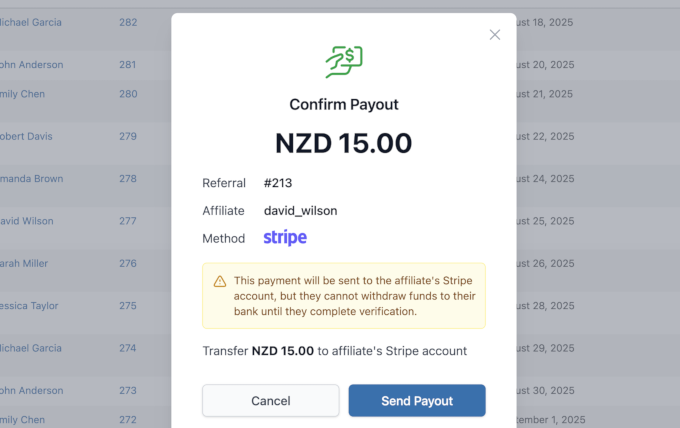 AffiliateWP send payout AffiliateWP send payout