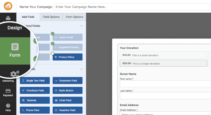 Visual donation form builder in Charitable Visual donation form builder in Charitable