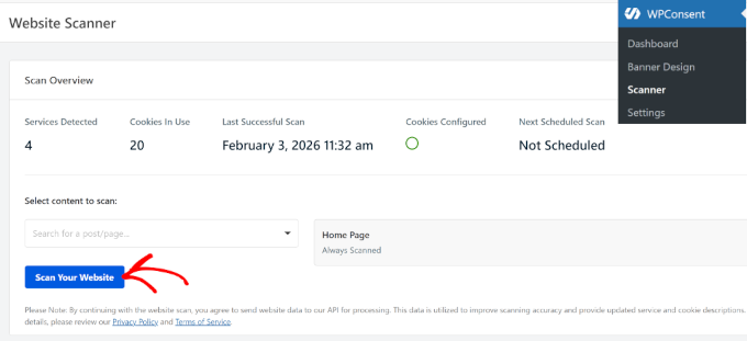 WPConsent cookie scanner WPConsent cookie scanner
